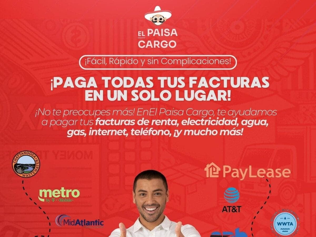 Pay rent, power, water, gas, internet and phone bills at El Paisa Cargo, Chattanooga