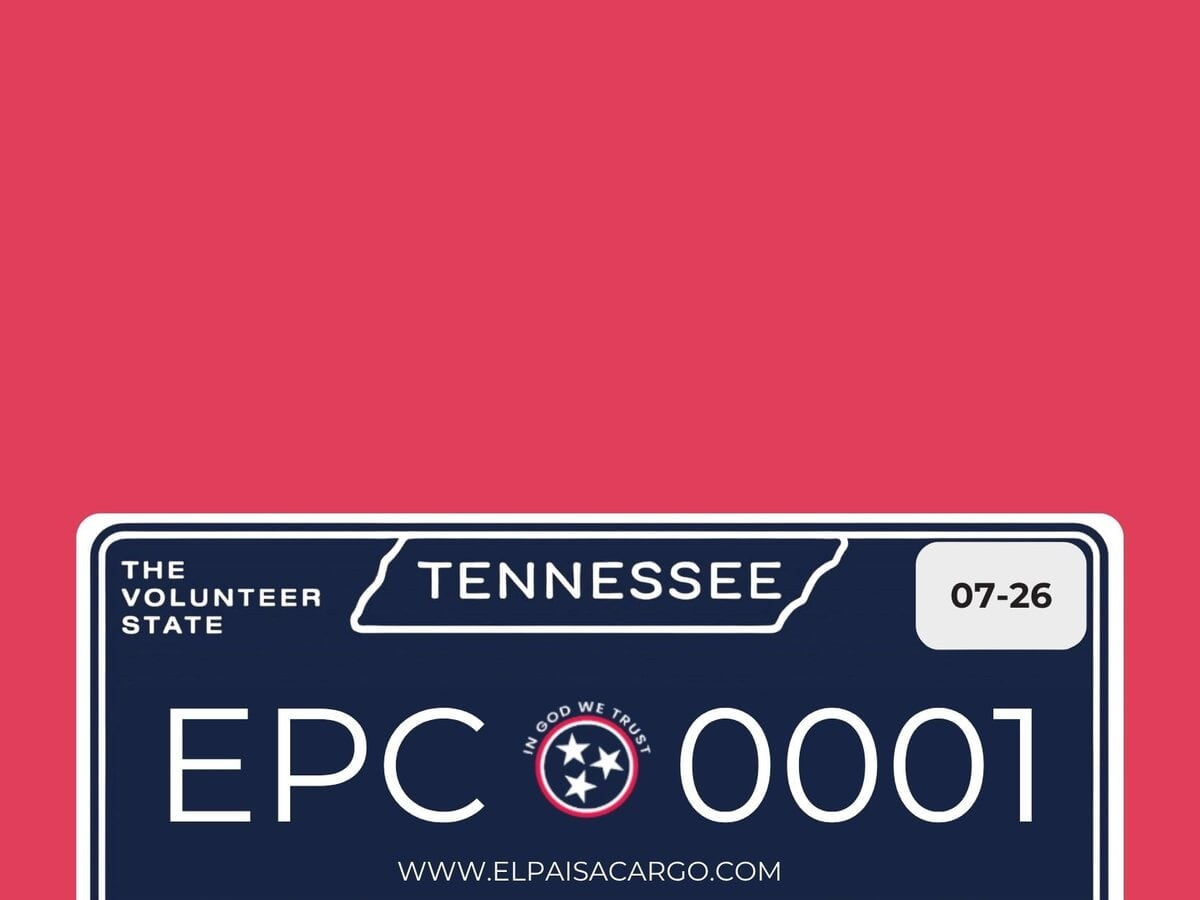 Tennessee EPC 0001 plate from El Paisa Cargo, car title work in Chattanooga