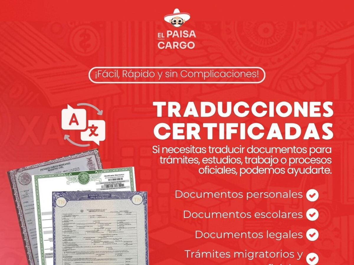Certified translations of birth certificates and official documents at El Paisa Cargo